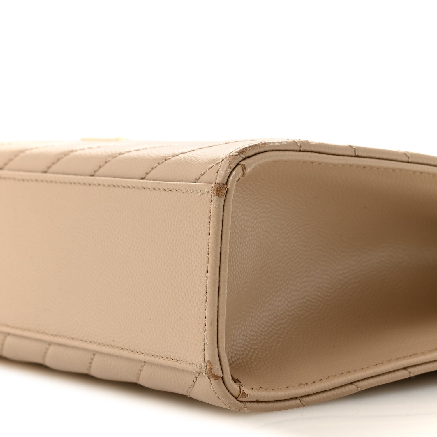 Saint Laurent Grain De Poudre Matelasse Chevron Large Monogram Satchel Dark Beige 10 of 16