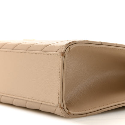 Saint Laurent Grain De Poudre Matelasse Chevron Large Monogram Satchel Dark Beige 10 of 16