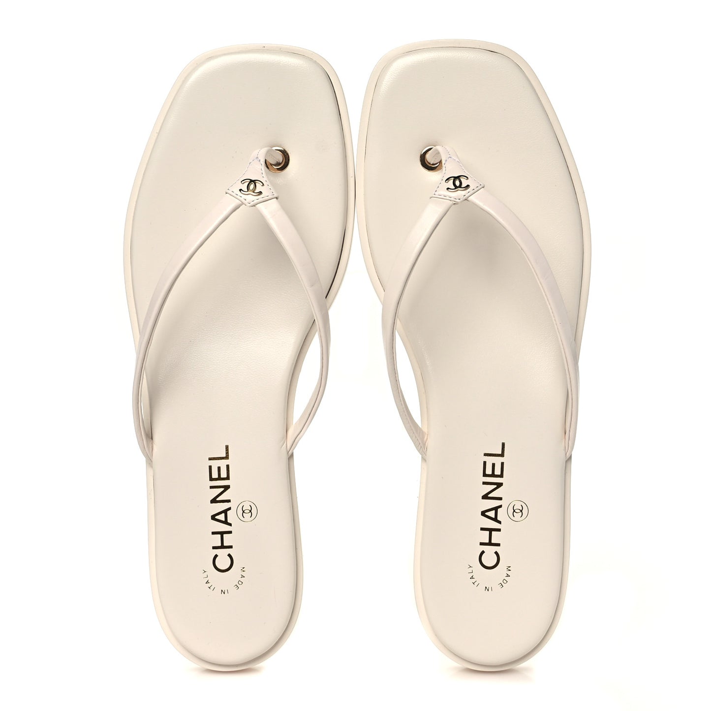 Goatskin CC Times Square Thong Sandals 42 White