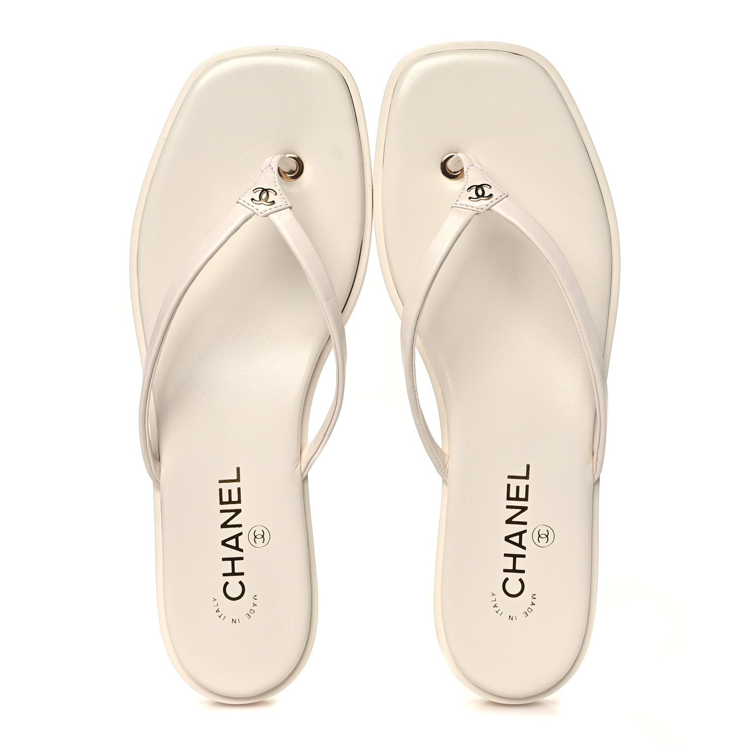 Chanel Goatskin CC Times Square Thong Sandals 42 White 2 of 10