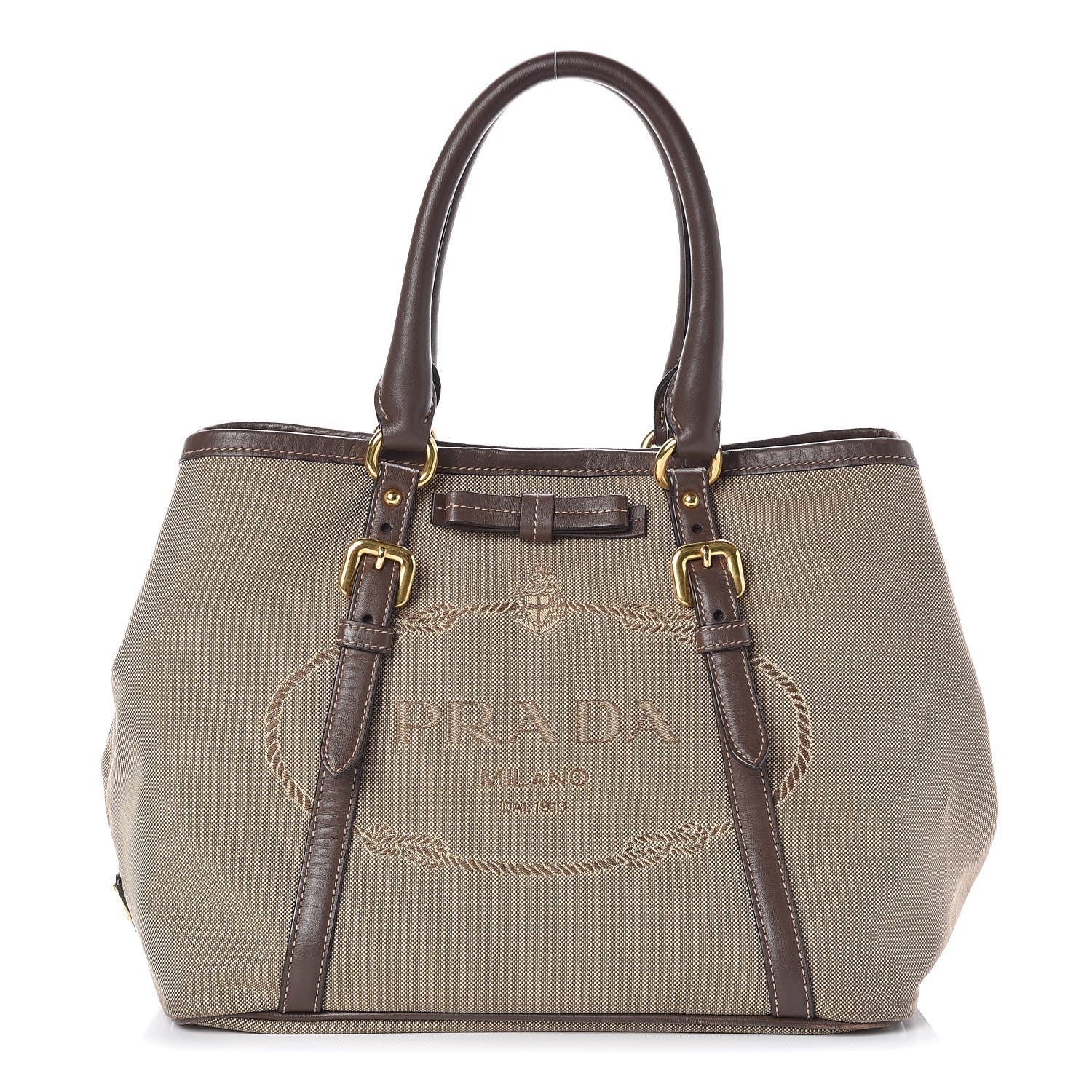 Prada Jacquard Logo Tote Brown 1 of 10
