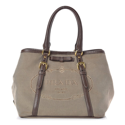 Prada Jacquard Logo Tote Brown 1 of 10