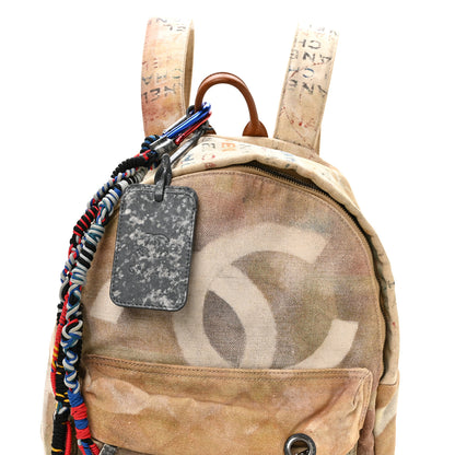 Chanel Graffiti Printed Canvas Medium Backpack Beige 7 of 9