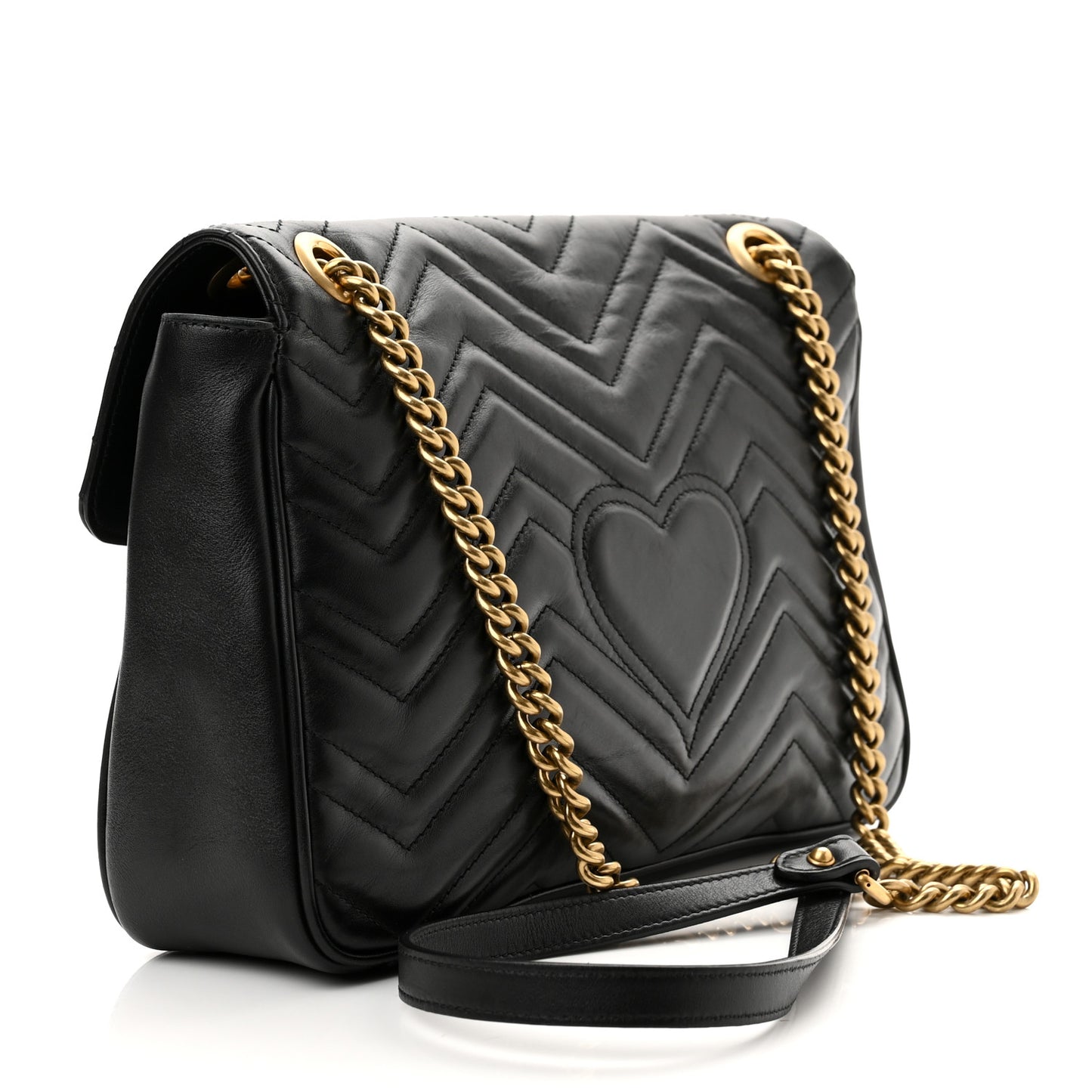 Calfskin Matelasse Medium GG Marmont Shoulder Bag Black