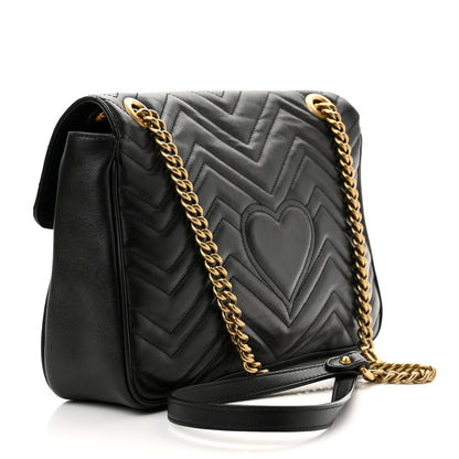 Gucci Calfskin Matelasse Medium GG Marmont Shoulder Bag Black 3 of 10