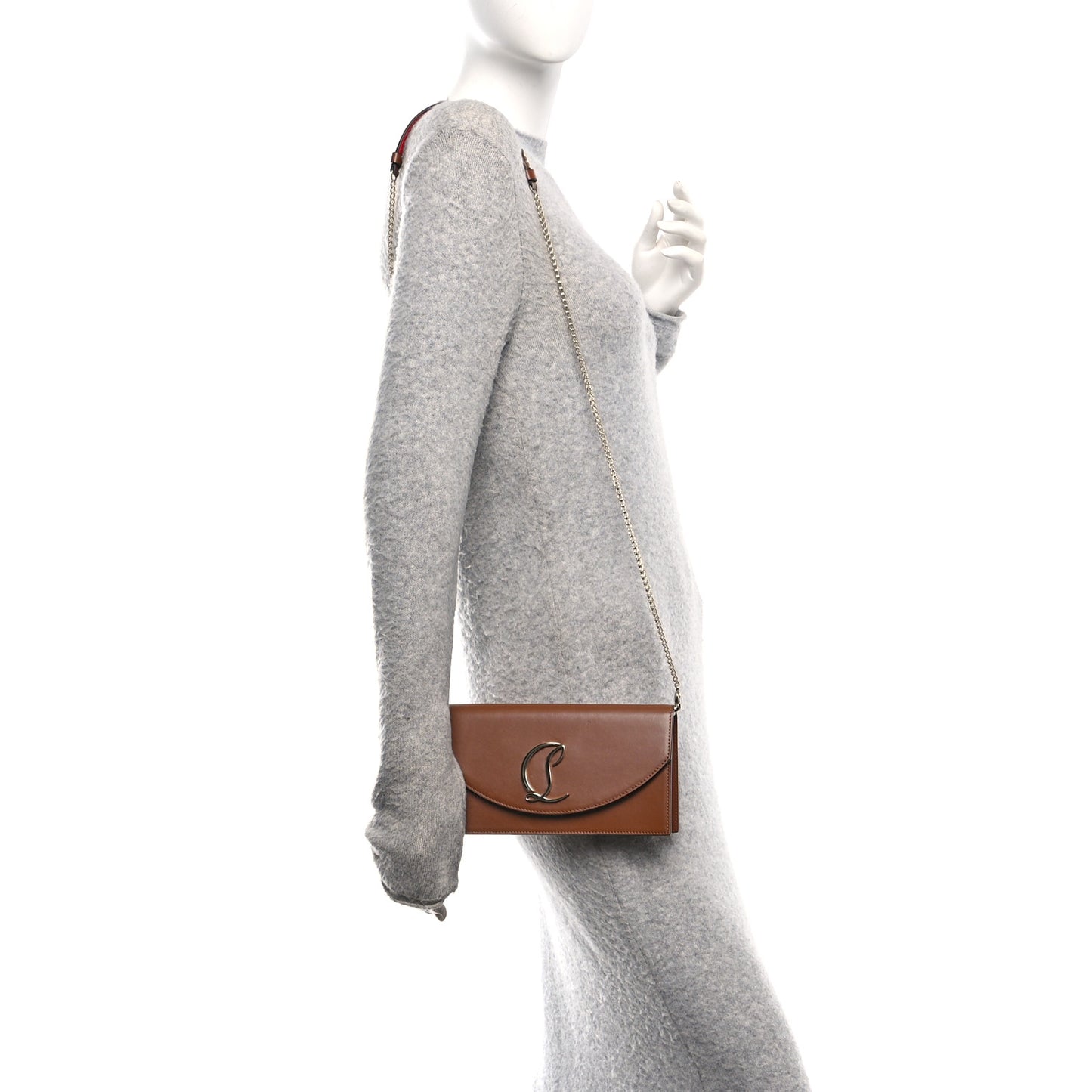 Calfskin Loubi54 Crossbody Clutch Biscotto