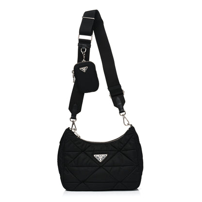 Prada Re-Nylon Triangle Padded Patchwork Shoulder Bag Black 1 of 4