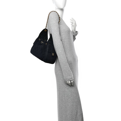 Chanel Suede Quilted Small Chanel 25 Handbag Black 2 of 12