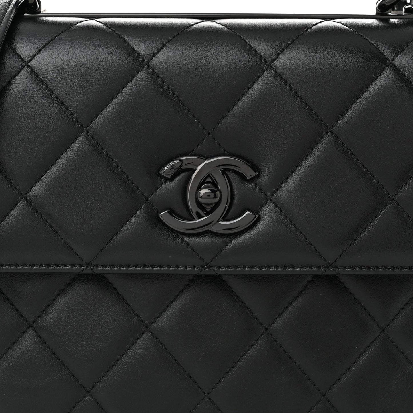 Lambskin Quilted Small Trendy CC Dual Handle Flap Bag So Black