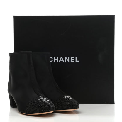 Chanel Mesh Suede Cap Toe Embellished Short Boots 38 Black 9 of 9