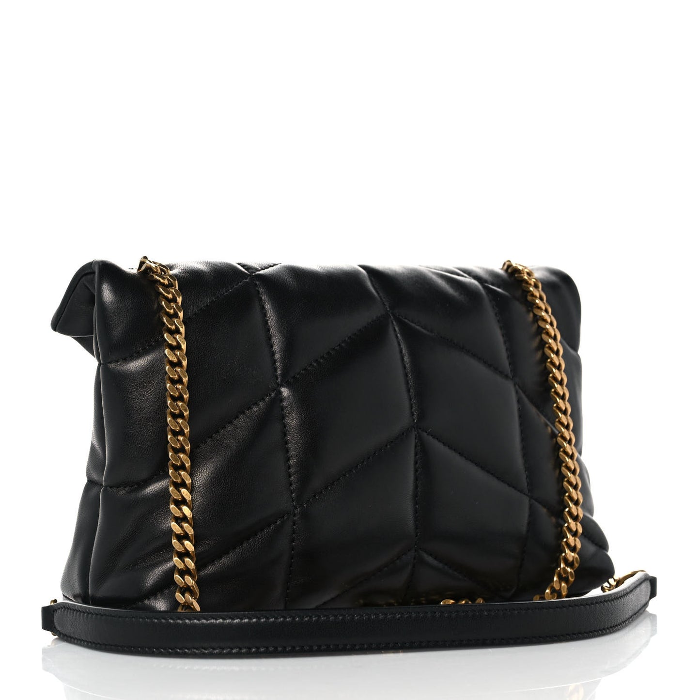 Lambskin Quilted Toy Loulou Puffer Monogram Chain Satchel Black