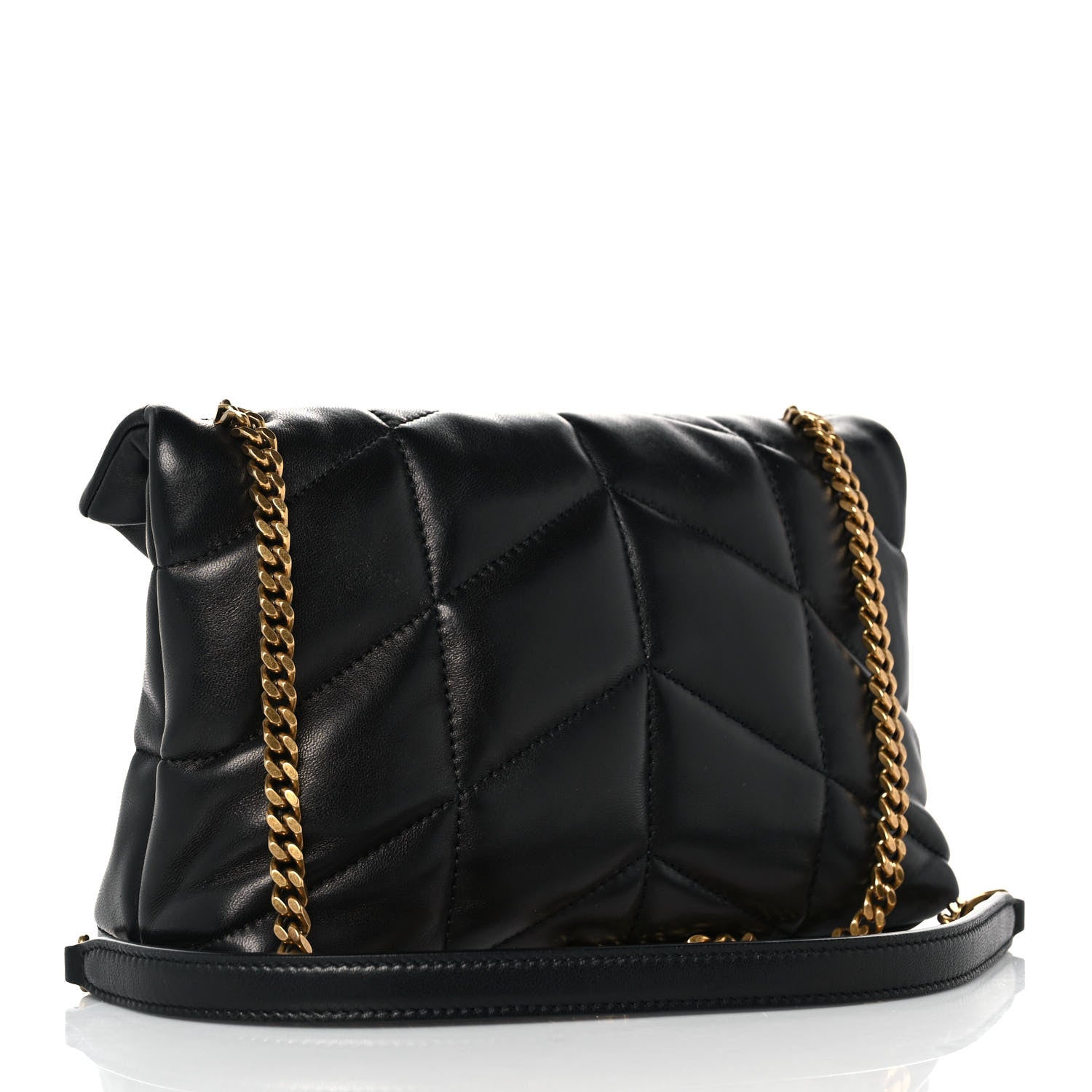 Saint Laurent Lambskin Quilted Toy Loulou Puffer Monogram Chain Satchel Black 3 of 9