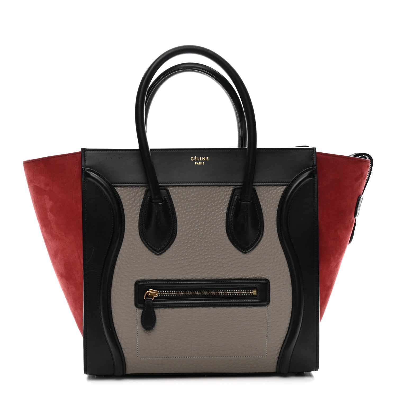Celine Bullhide Calfskin Suede Mini Tri-Color Luggage Dark Ruby 1 of 12