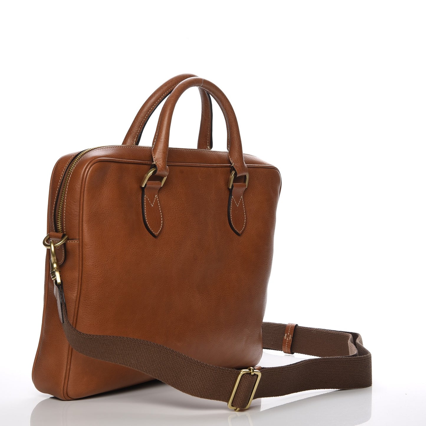 Grained Calfskin Heathcliffe Briefcase Oak