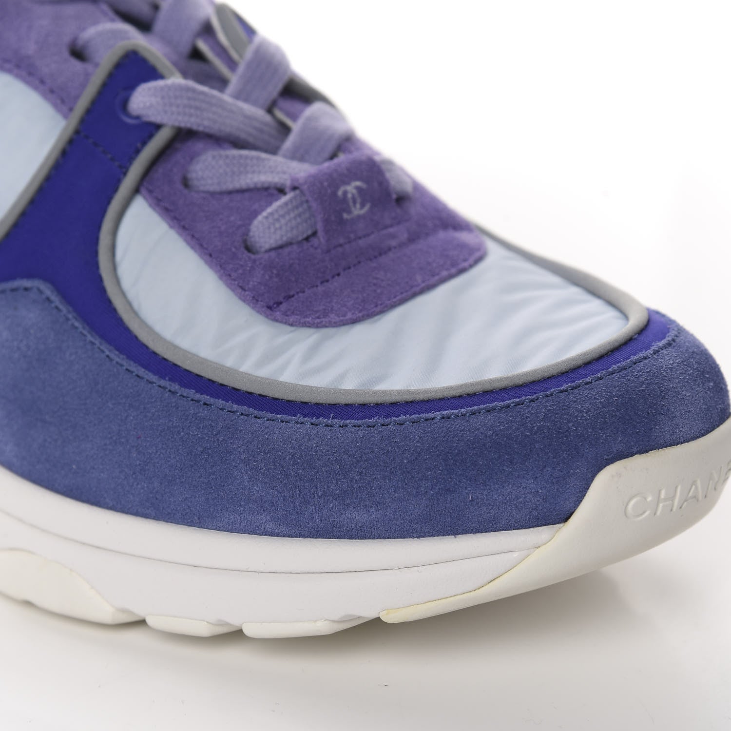 Chanel Nylon Calfskin Suede CC Womens Sneakers 39 Light Blue 11 of 14