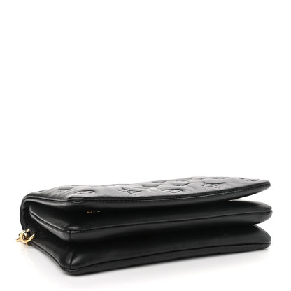 Louis Vuitton Lambskin Embossed Monogram Pochette Coussin Black 4 of 10