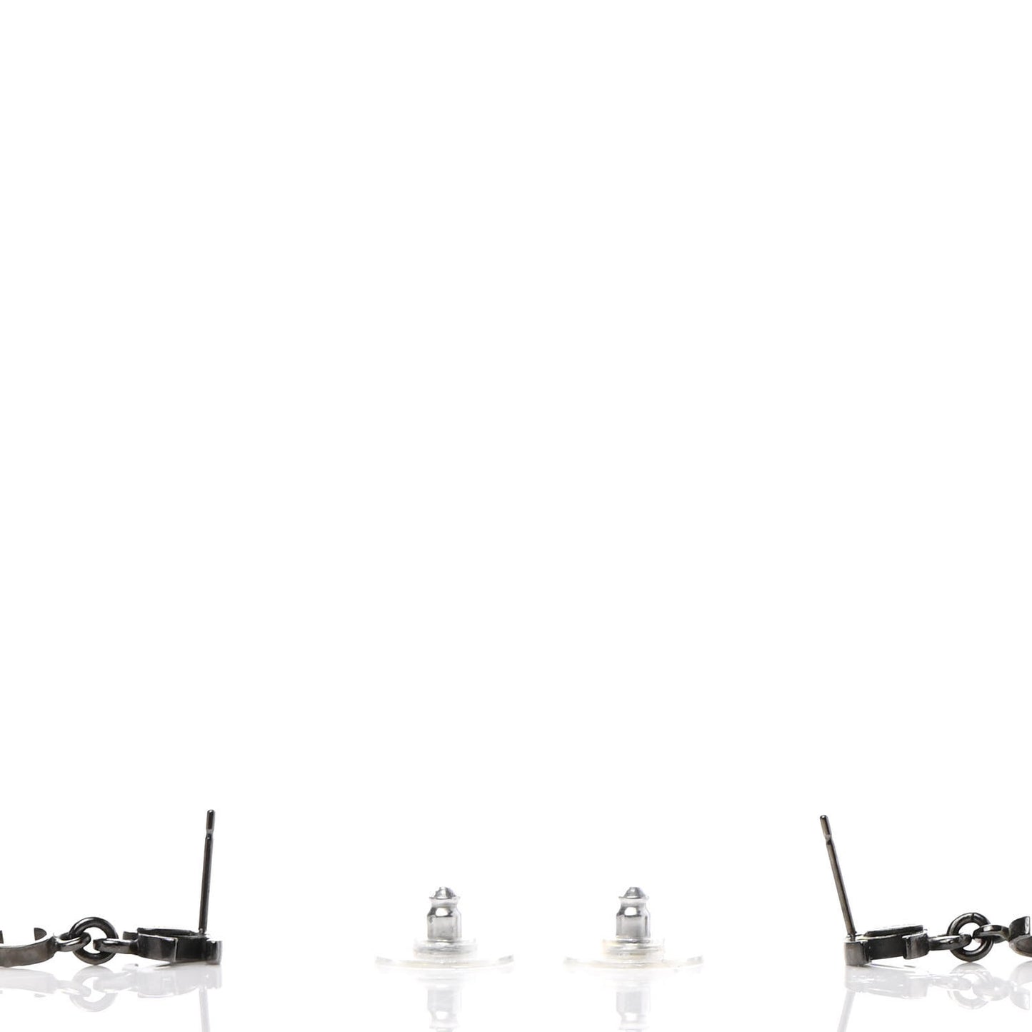 Ruthenium Bead CC Logo Dangle Earrings