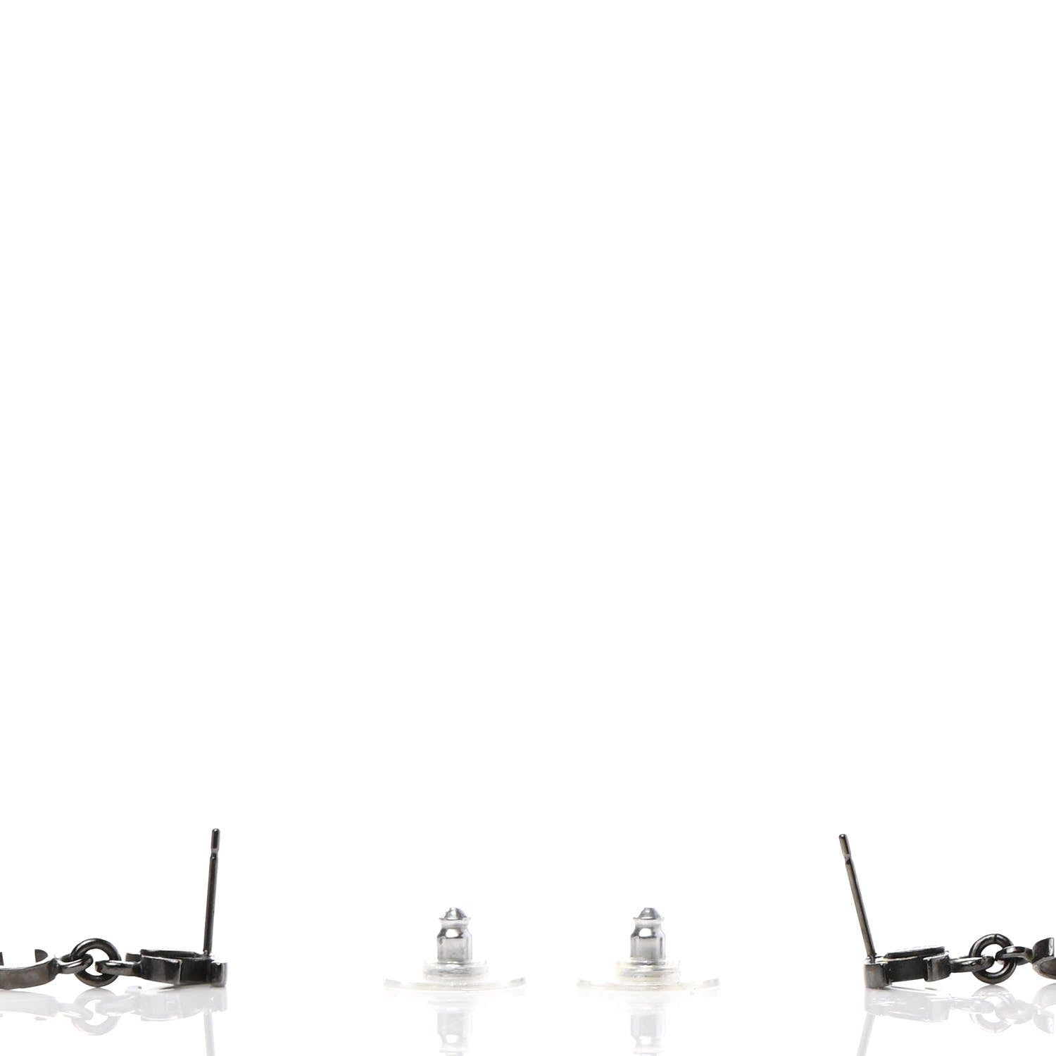 Chanel Ruthenium Bead CC Logo Dangle Earrings 3 of 5