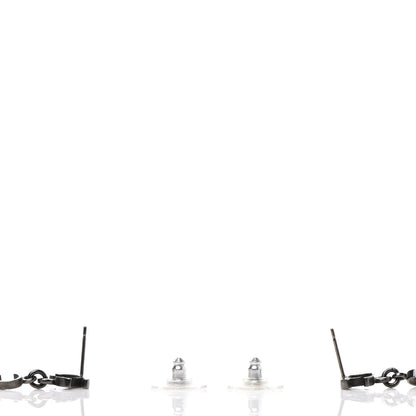 Chanel Ruthenium Bead CC Logo Dangle Earrings 3 of 5