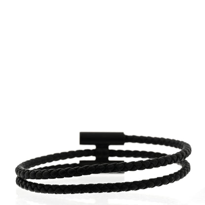 Hermes Swift Double Wrap Cord Tournis Tresse Bracelet T6 Black 3 of 4