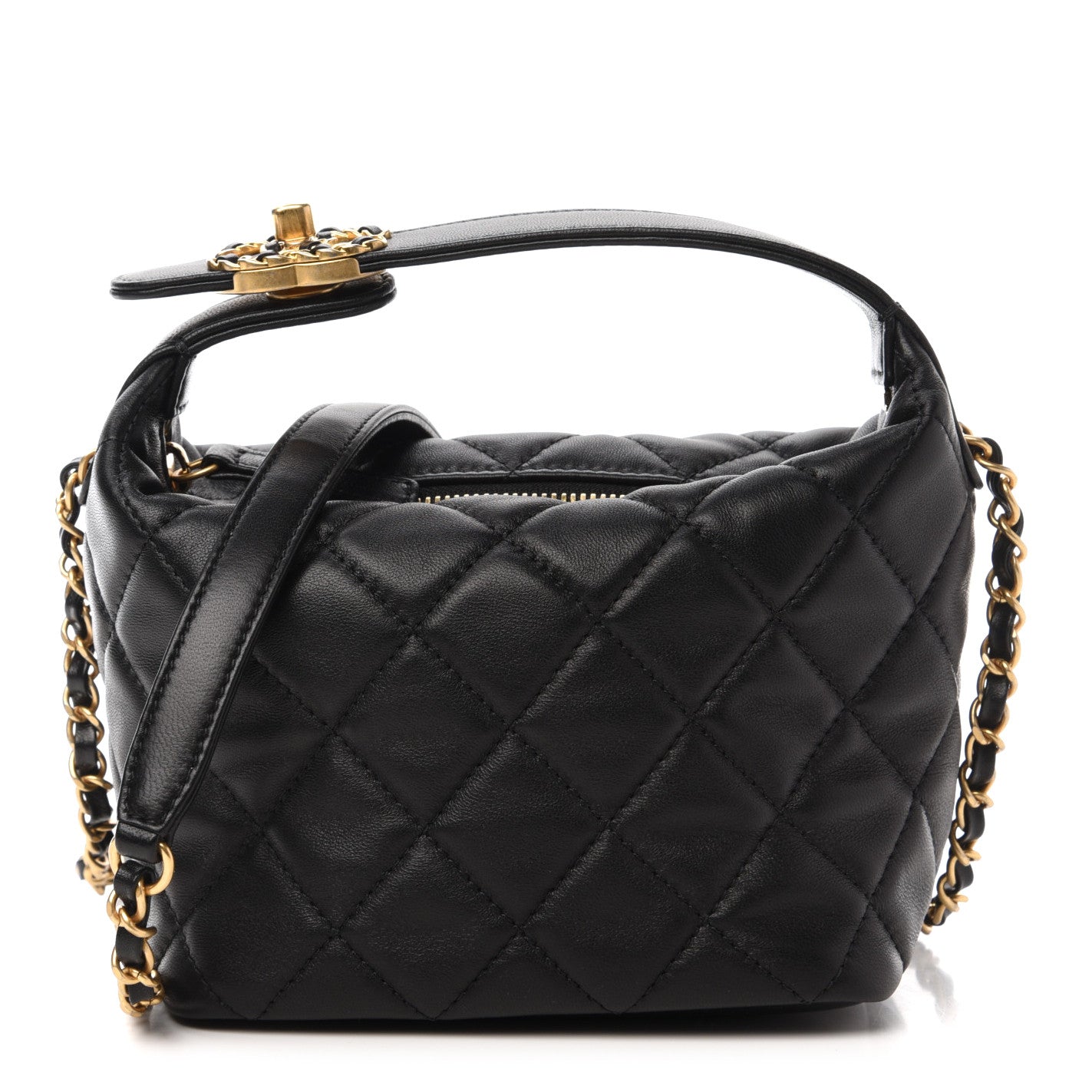 Chanel Lambskin Quilted Small Perfect Meeting Hobo Black 1 of 10
