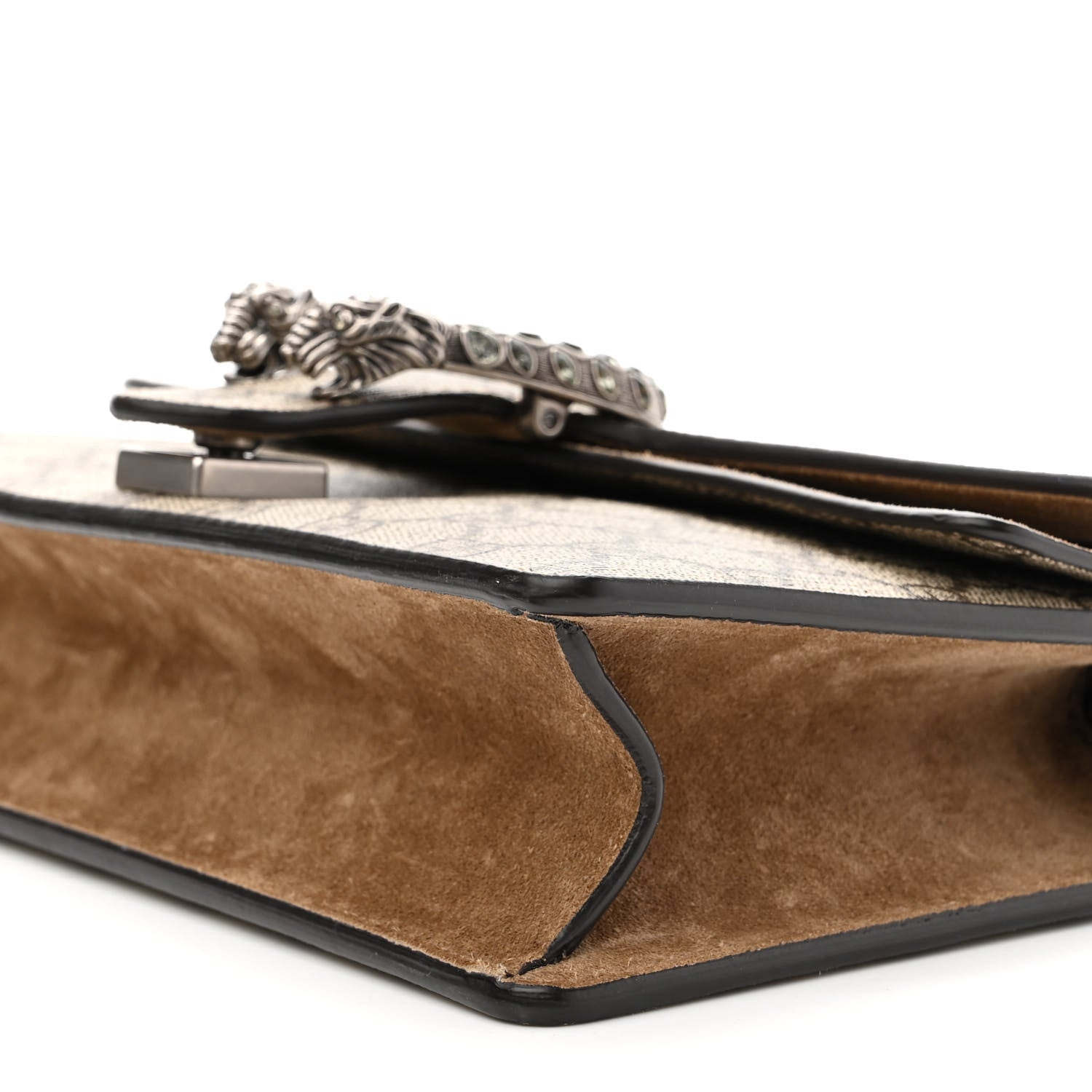 Gucci GG Supreme Monogram Suede Crystal Small Dionysus Shoulder Bag Beige Ebony Taupe 10 of 12