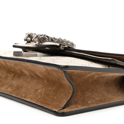 Gucci GG Supreme Monogram Suede Crystal Small Dionysus Shoulder Bag Beige Ebony Taupe 10 of 12