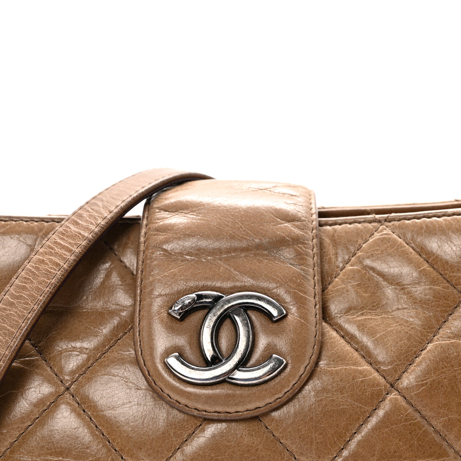 Chanel Glazed Calfskin Quilted Coco Pleats Chain Clutch Brown 8 of 10