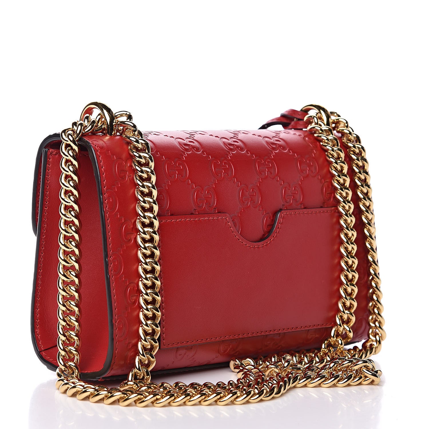 Gucci Guccissima Small Padlock Shoulder Bag Hibiscus Red 3 of 10