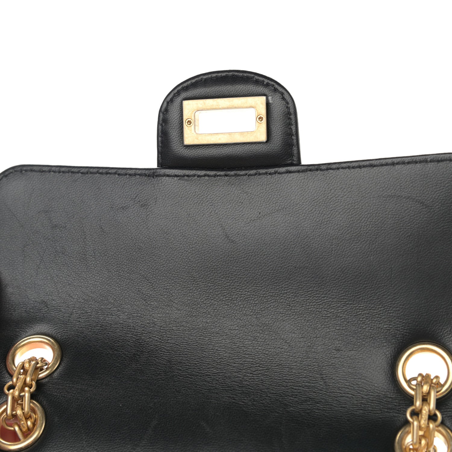 Chanel Calfskin Crocodile Embossed Graffiti 2.55 Mini Cocodile Reissue Flap Black Gold 12 of 13