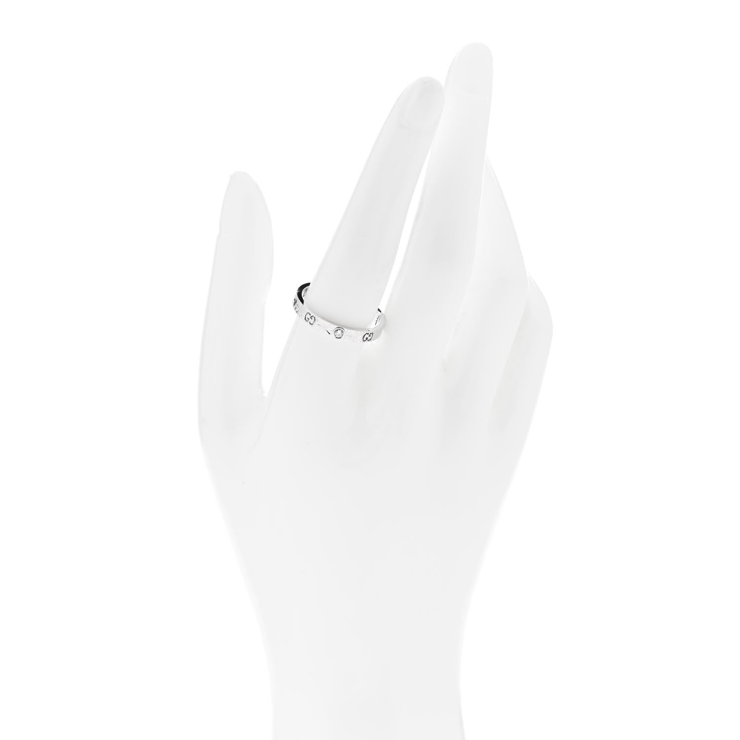 Gucci 18K White Gold Diamond Icon Heart Band Ring 60 9 2 of 7