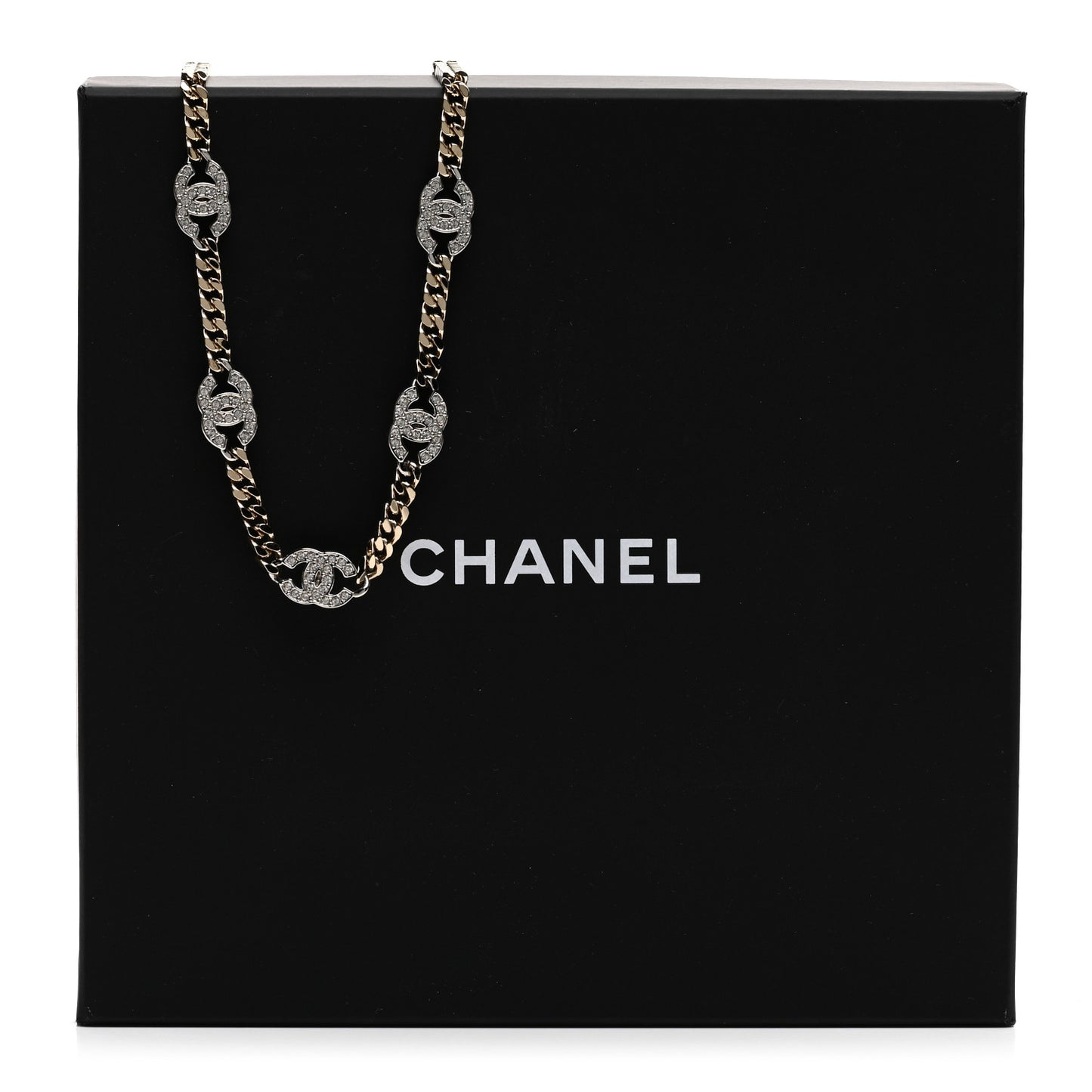 Crystal Chain CC Link Choker Gold Silver