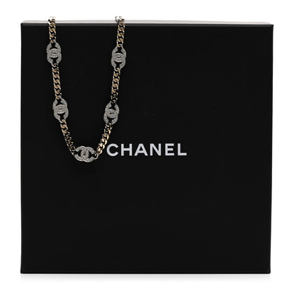 Chanel Crystal Chain CC Link Choker Gold Silver 6 of 6