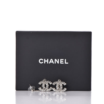 Chanel Baguette Crystal CC Drop Earrings Silver 4 of 4