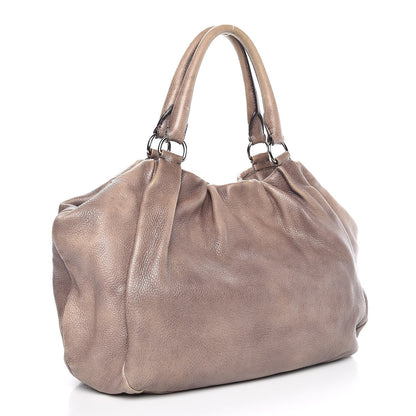 Prada Cervo Gathered Shoulder Bag Brown 3 of 15