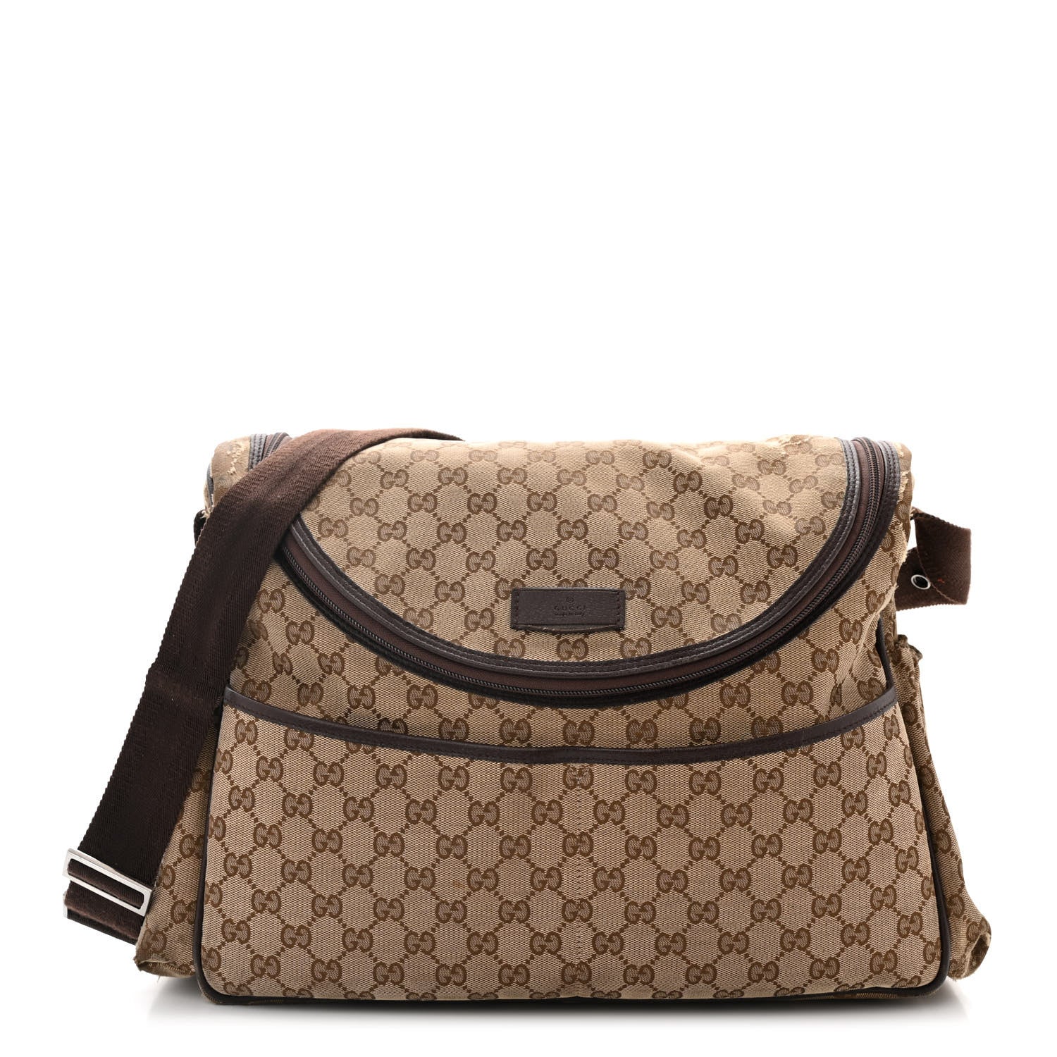 Gucci Monogram Natural Pigskin Large Diaper Bag Beige Ebony Cocoa Dark Chocolate 1 of 14