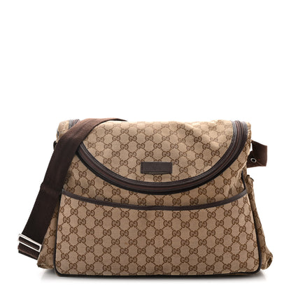 Gucci Monogram Natural Pigskin Large Diaper Bag Beige Ebony Cocoa Dark Chocolate 1 of 14