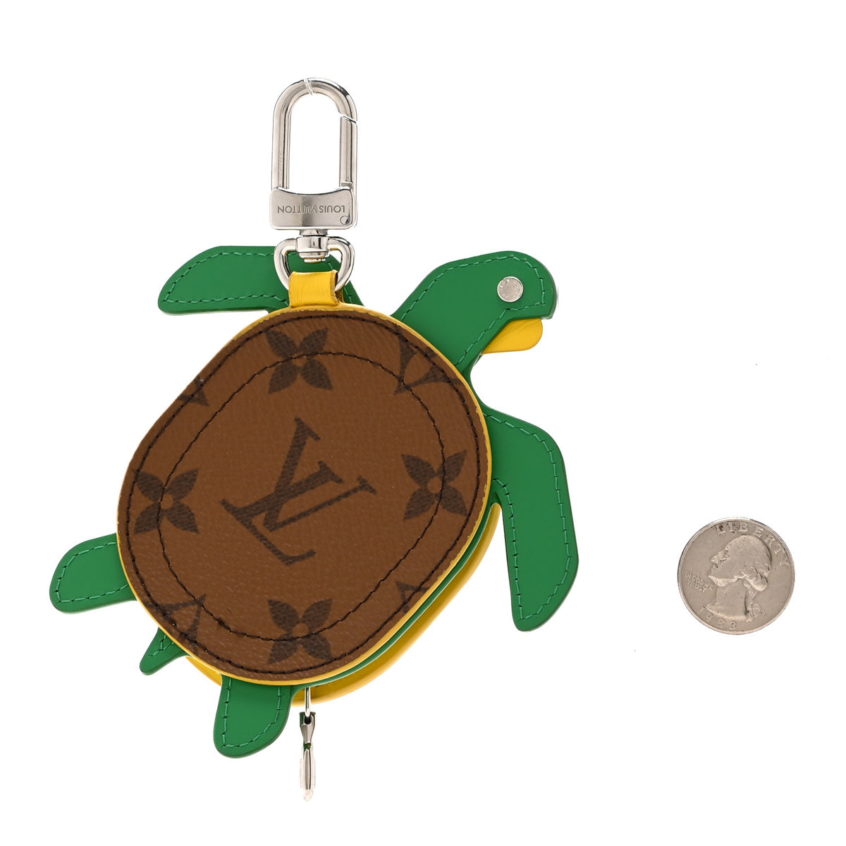 Monogram Calfskin LV Turtle Pouch Bag Charm Brown