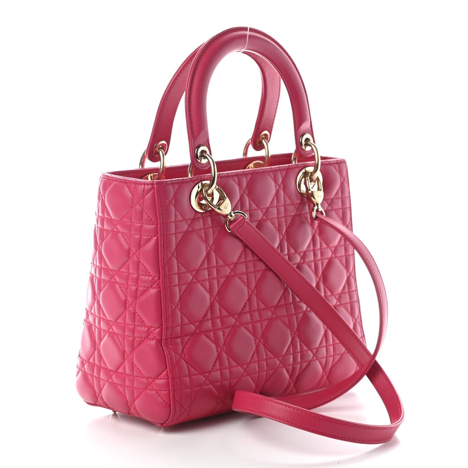 Christian Dior Lambskin Cannage Medium Lady Dior Pink 2 of 8