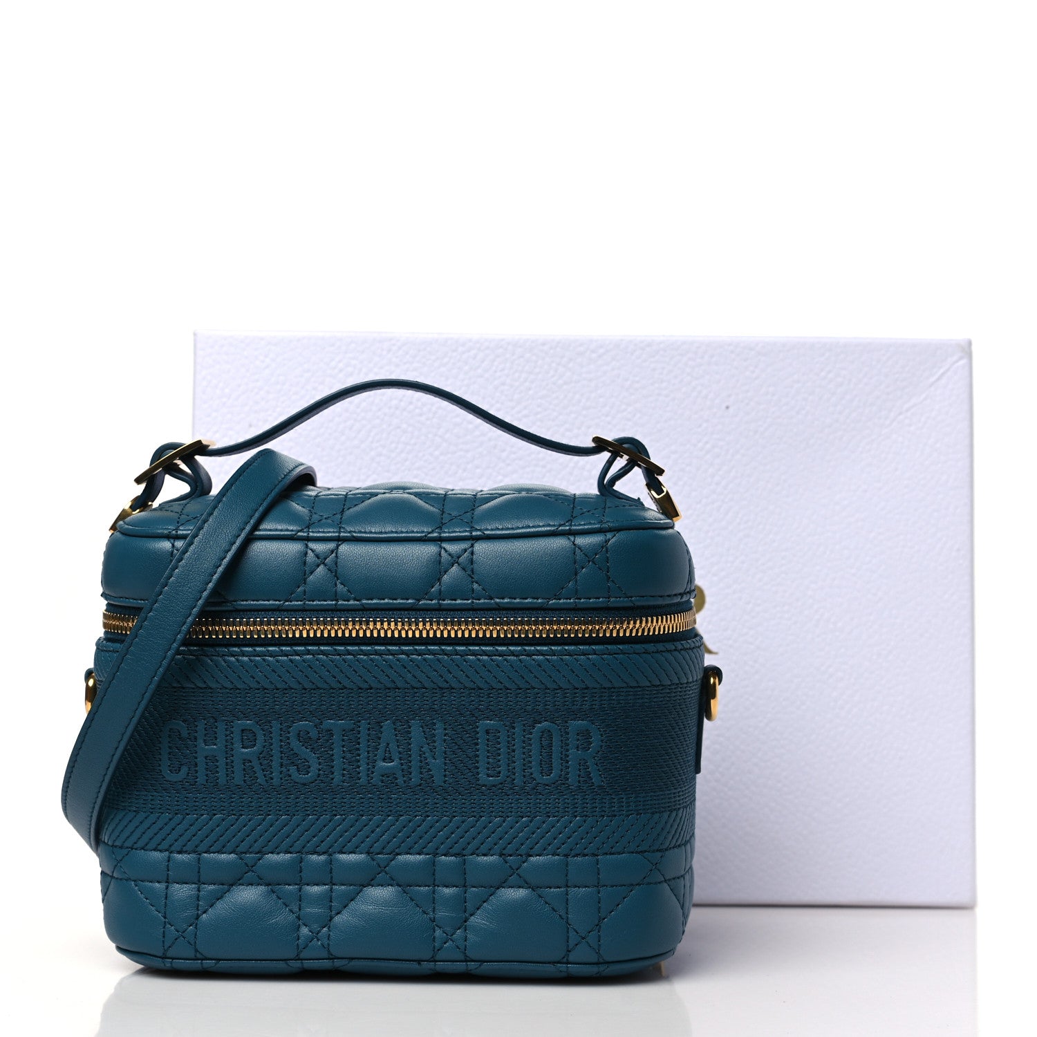 Christian Dior Lambskin Cannage Small Diortravel Vanity Case Deep Ocean 11 of 11
