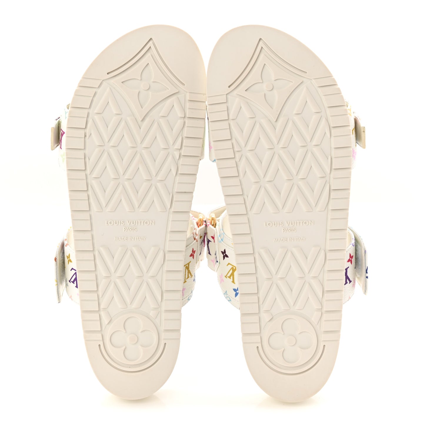 LV X TM Monogram Multicolor Bom Dia Comfort Mule Sandals 38.5 White