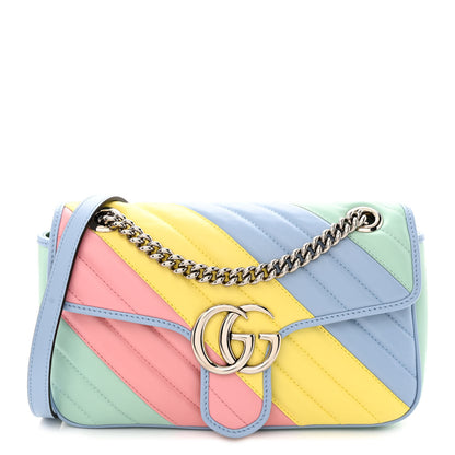 Gucci Calfskin Matelasse Diagonal Small GG Marmont Shoulder Bag Multicolor Pastel 1 of 12