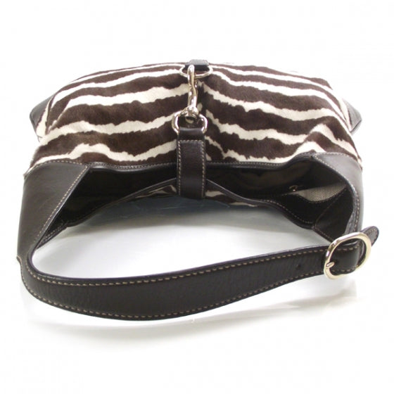 Gucci Calf Hair Zebra Print Medium Jackie O Bouvier Hobo Brown 5 of 10