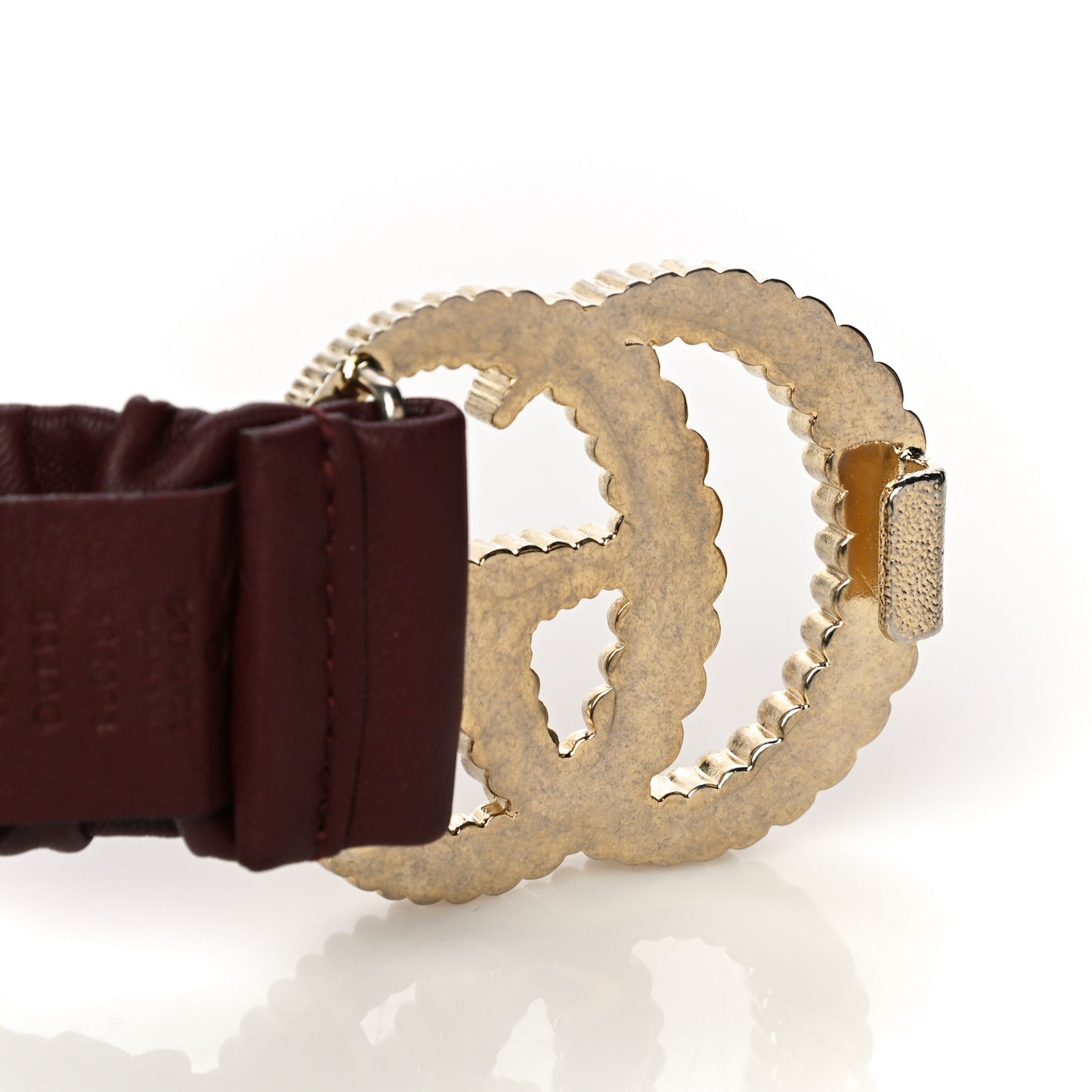 Calfskin Elastic Torchon Double G 40mm Belt 75 30 Burgundy