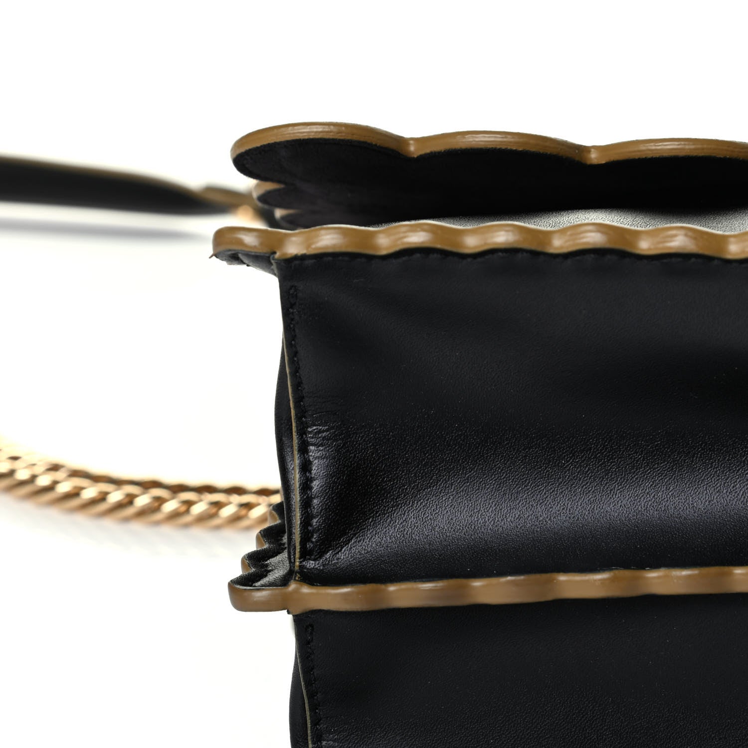 Fendi Vitello Liberty Scalloped Studded Kan I Shoulder Bag Black 5 of 6