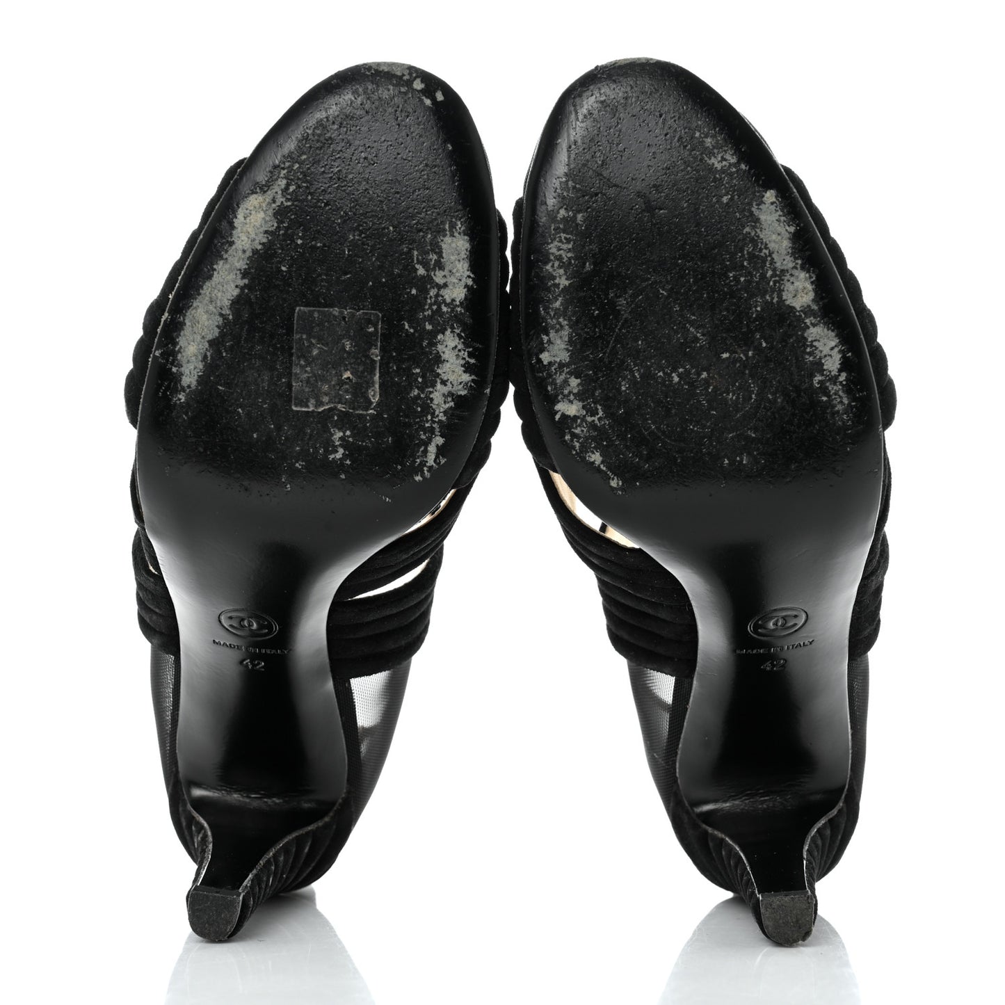 Suede Mesh Cap Toe Mary Jane Pumps 42 Black