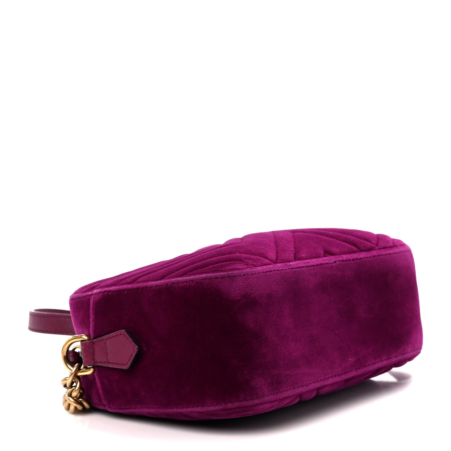 Velvet Matelasse Small GG Marmont Chain Shoulder Bag Fuchsia Violet Cyclamen