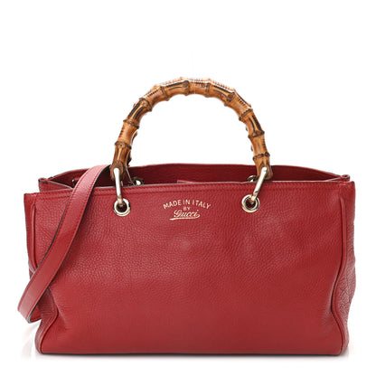 Gucci Pebbled Calfskin Medium Bamboo Shopper Tote Red 1 of 11