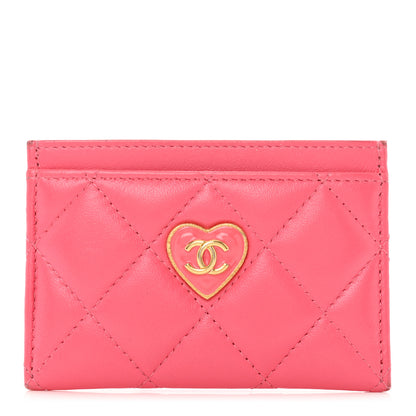 Chanel Lambskin Plexiglass Quilted Coco Love Card Holder Pink 1 of 9