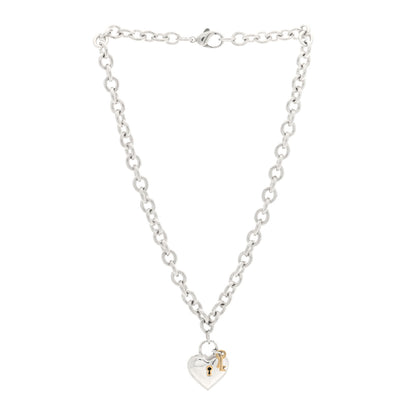 Tiffany Sterling Silver 18K Yellow Gold Heart Lock Key Pendant Necklace 3 of 5